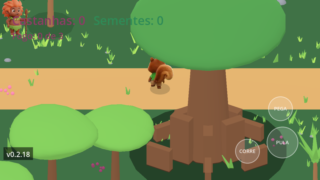 Foninha perto do pé de samaúma, com o Kurupira ao fundo